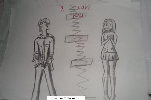 Desenele mele cu fete anime - I love you nu prea reusit - Fan Art